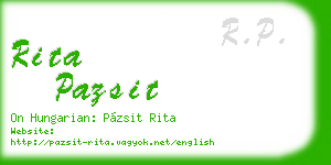rita pazsit business card